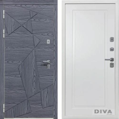 Дверь Дива-97/3 Дуб серый Д-10 Белый софт