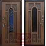 Входная дверь REX Лацио с окном и ковкой Дуб золотой / Дуб золотой (без терморазрыва)