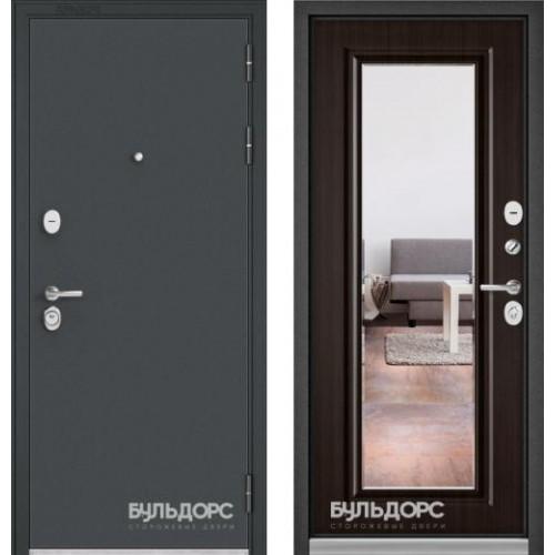 Входная дверь - Бульдорс STANDART 90 Черный шелк /Ларче шоколад - зеркало 9S-140