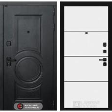 Входная дверь GRAND 25 - Белый софт, черный молдинг