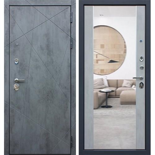 Входная дверь - REX «ДУЭТ Б с зеркалом» бетон